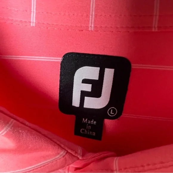 FootJoy Men's Pink/Salmon and white Striped Golf Polo Shirt size large - Picture 4 of 8